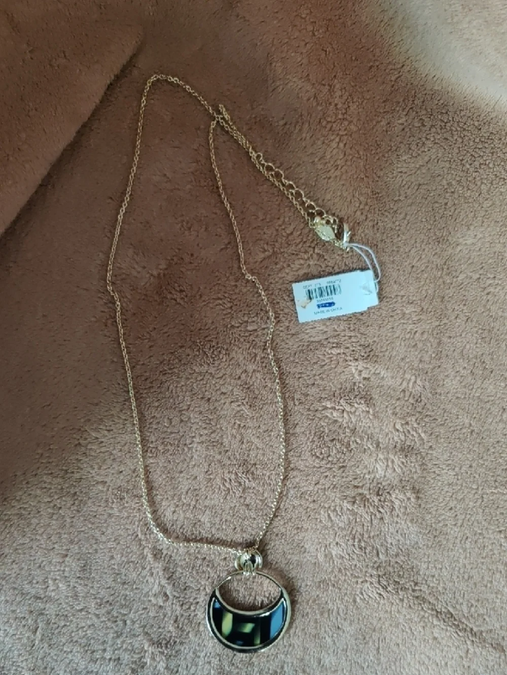 Ann Taylor Gold and Black Crescent Pendant Necklace